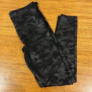 SPANX Black Camo Faux Leather Leggings